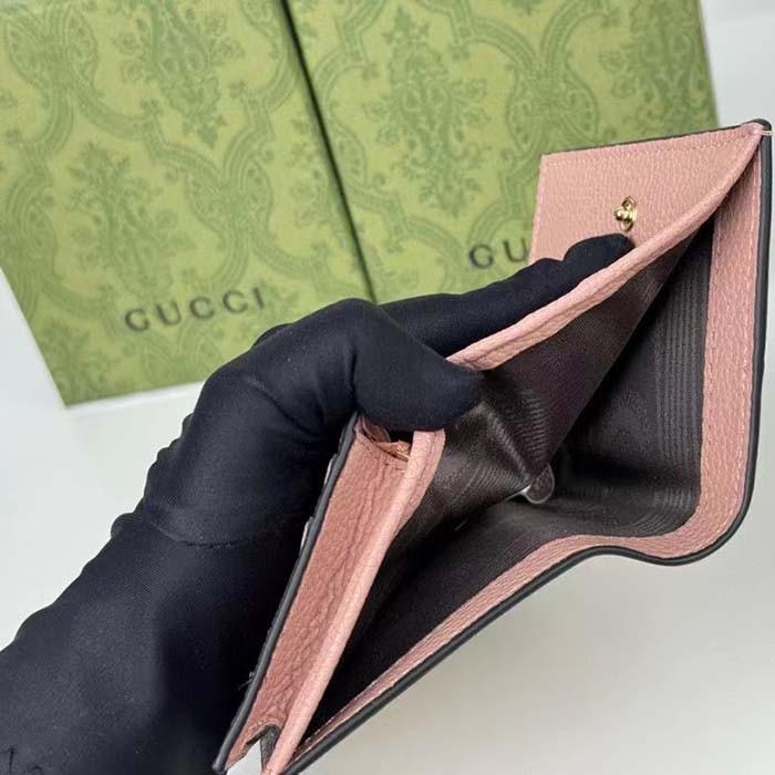 Gucci Unisex GG Marmont Card Case Wallet Double G Pink White GG Supreme Canvas Pink Leather Style ‎658610 AACFE 5945