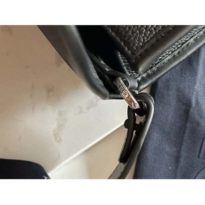 Dior Unisex CD Gallop Bag Strap Black Grained Calfskin