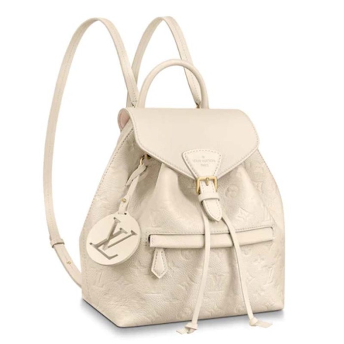 Louis Vuitton LV Unisex Montsouris Backpack Monogram Empreinte Embossed White Leather