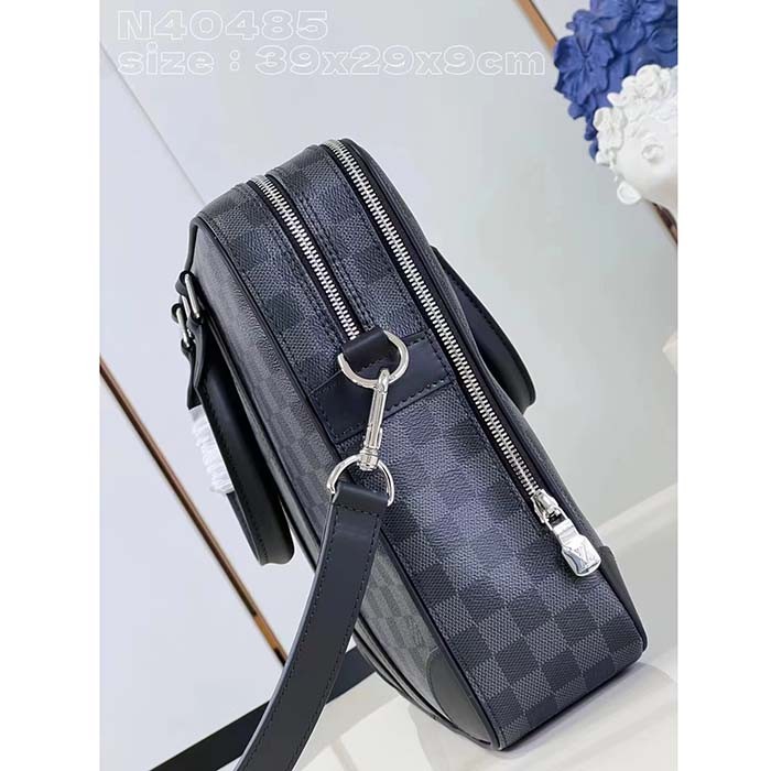 Louis Vuitton LV Unisex Porte-Documents Voyage Damier Graphite Coated Canvas Cowhide-Leather