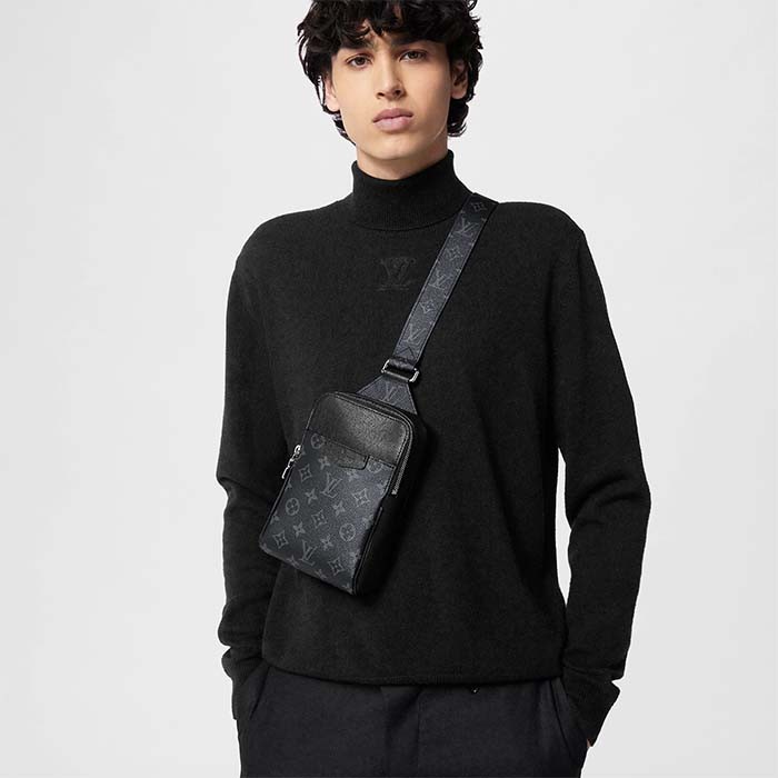 Louis Vuitton LV Unisex Outdoor Sling Bag Taigarama Noir Black Monogram Coated Canvas