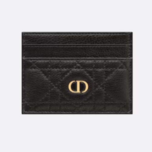 Dior Unisex CD Dior Caro Five Slot Card Holder Black Supple Cannage Calfskin