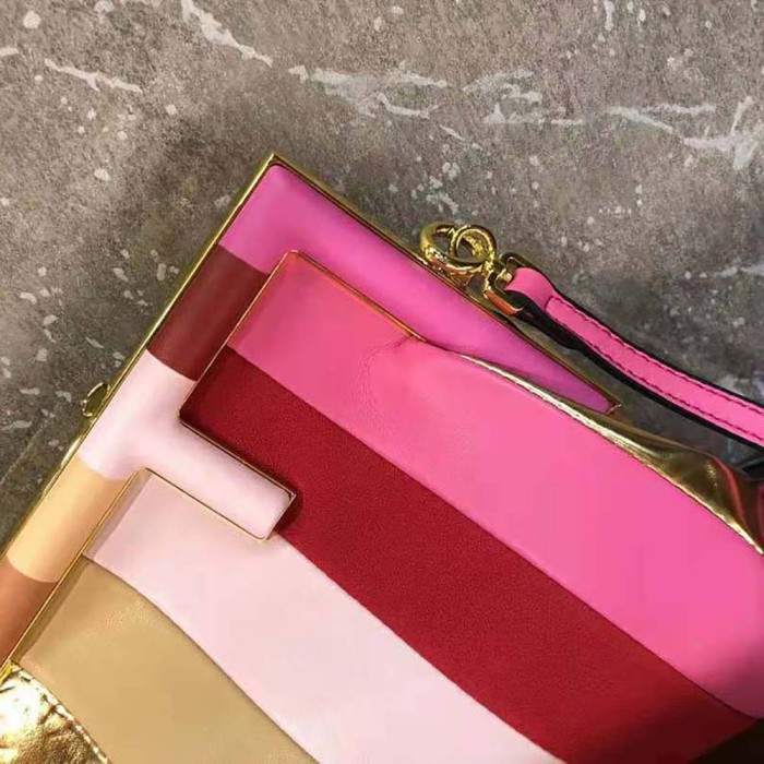 Fendi Women Fendi First Small Leather Bag with Multicolor Inlay