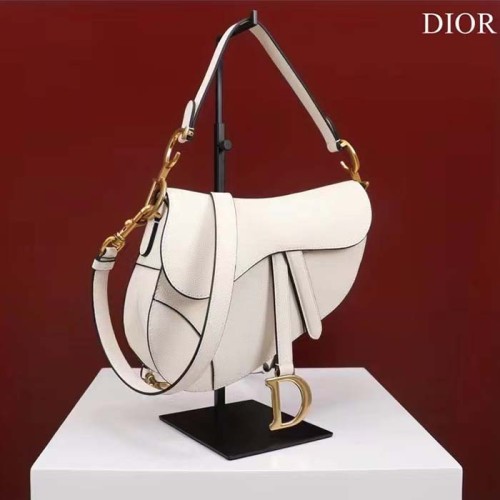 Dior Women CD Saddle Bag Strap Latte Grained Calfskin