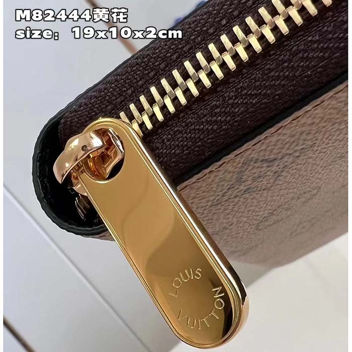 Louis Vuitton LV Unisex Zippy Wallet Monogram Reverse Coated Canvas Cowhide Leather