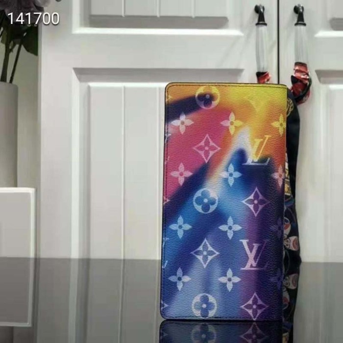 Louis Vuitton LV Unisex Brazza Wallet Monogram Sunset Coated Canvas Cowhide Leather