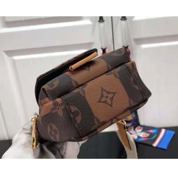 Louis Vuitton LV Unisex Flap Double Phone Pouch Monogram Stripes Brown Coated canvas