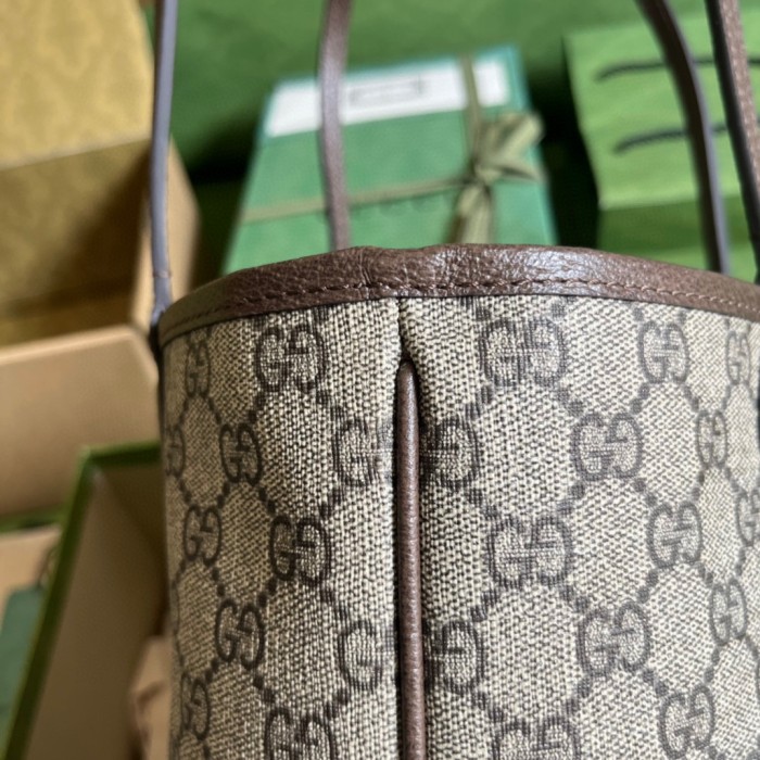 Gucci Unisex Ophidia Small Tote Bag Beige Ebony GG Supreme Canvas