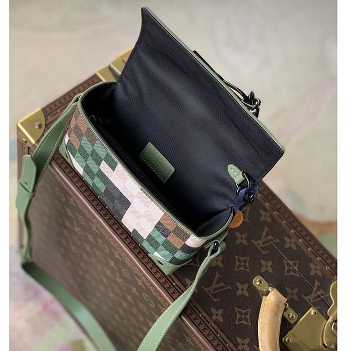 Louis Vuitton LV Unisex Steamer Wearable Wallet Green Damoflage Coated Canvas Leather Textile Lining