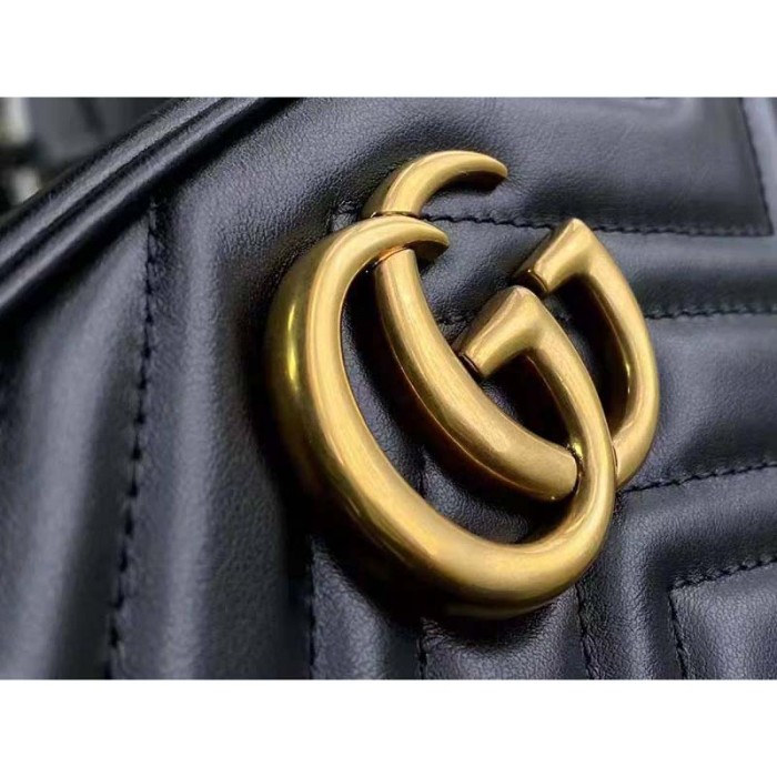 Gucci GG Women GG Marmont Small Matelassé Shoulder Bag Black Double G