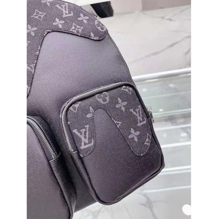Louis Vuitton LV Unisex Backpack Multipocket Black Monogram Denim Taurillon Cowhide Leather