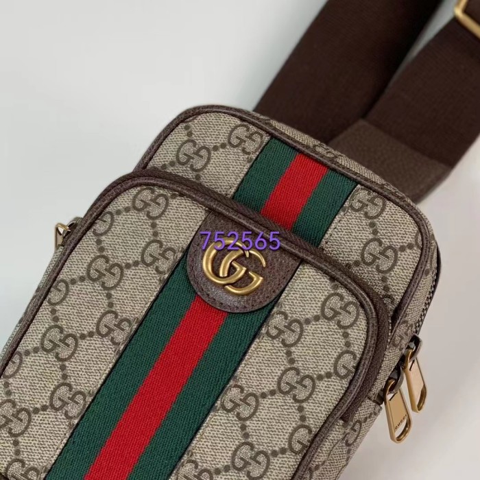 Gucci Unisex Ophidia GG Mini Bag Beige Ebony GG Supreme Canvas Double G
