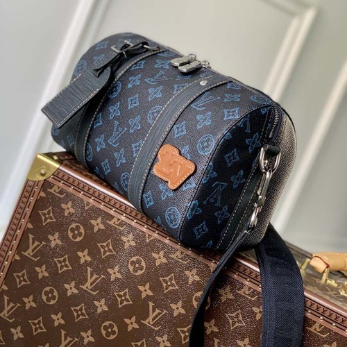 Louis Vuitton LV Unisex City Keepall Bag Blue Monogram Coated Canvas