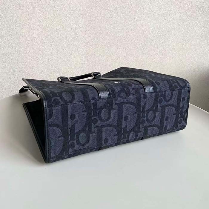 Dior Unisex CD East-West Tote Bag Black Maxi Dior Oblique Jacquard