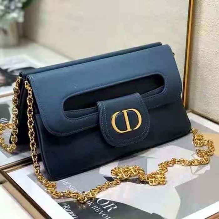 Dior Women Medium Diordouble Bag Lndigo Blue Gradient Calfskin