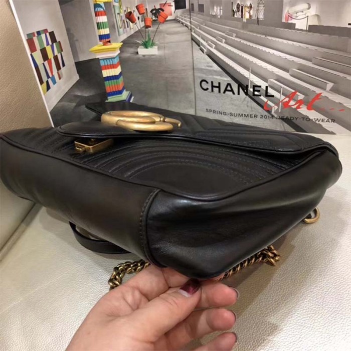 Gucci Women GG Marmont Large Shoulder Bag-Black