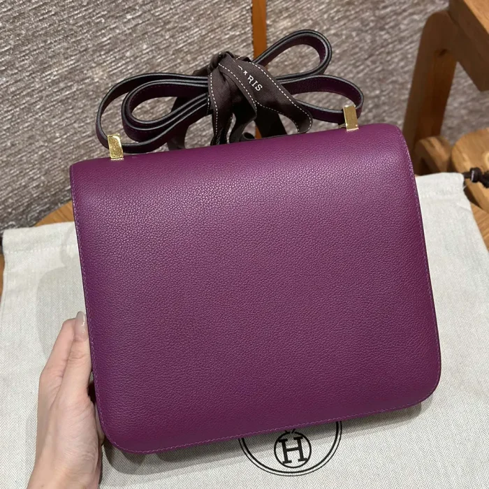 Hermes Women Constance 24 Bag Epsom Leather-Purple/Gold