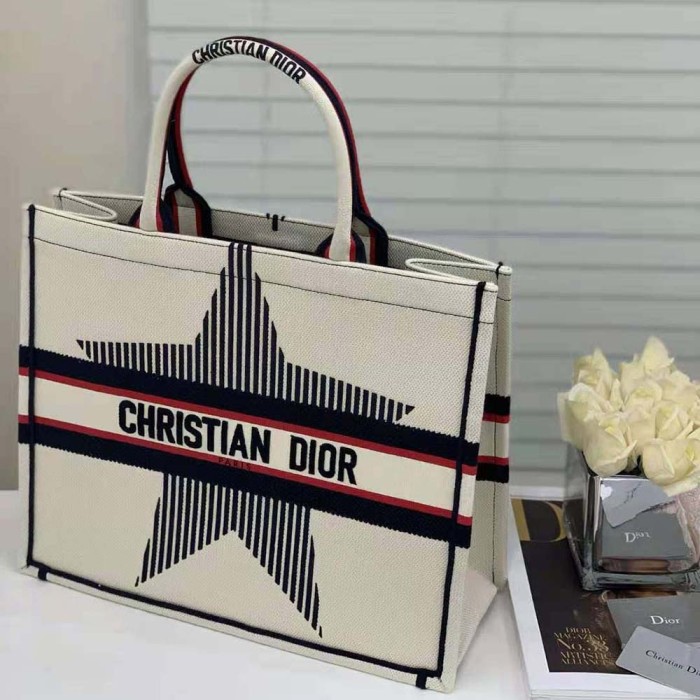 Dior Women Dioralps Dior Book Tote White Three-Tone Embroidery