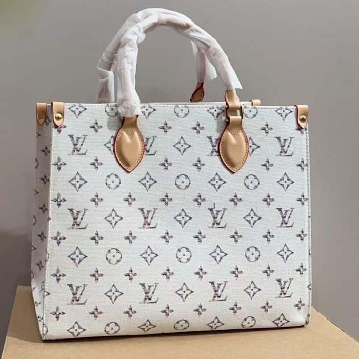 Louis Vuitton LV Unisex OnTheGo MM Multicolor Beige Monogram Jacquard Fabric M24708