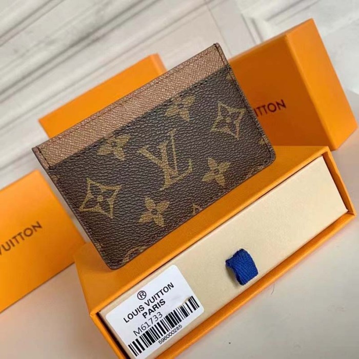 Louis Vuitton LV Unisex Card Holder Wallet Brown Monogram Coated Canvas