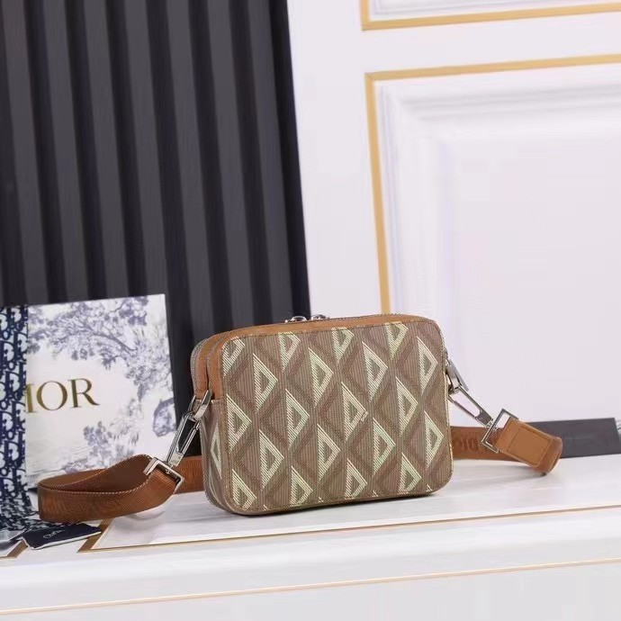 Dior Unisex CD Messenger Pouch Natural CD Diamond Canvas