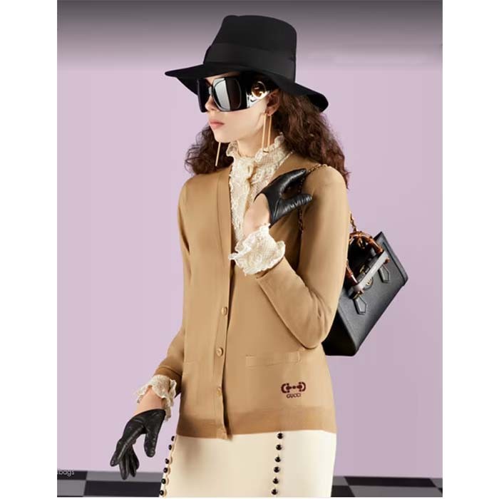 Gucci Women GG Diana Small Shoulder Bag Black Leather Double G