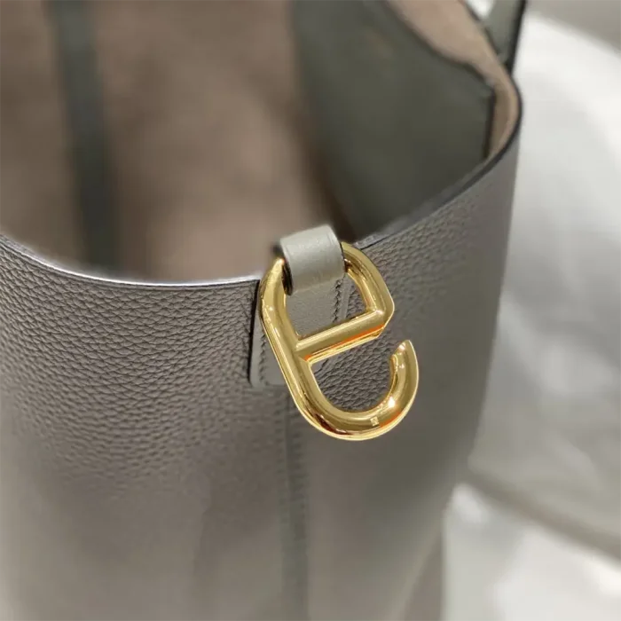 Hermes Women In the Loop 18 Handbag Clemence Leather-Gray/Gold