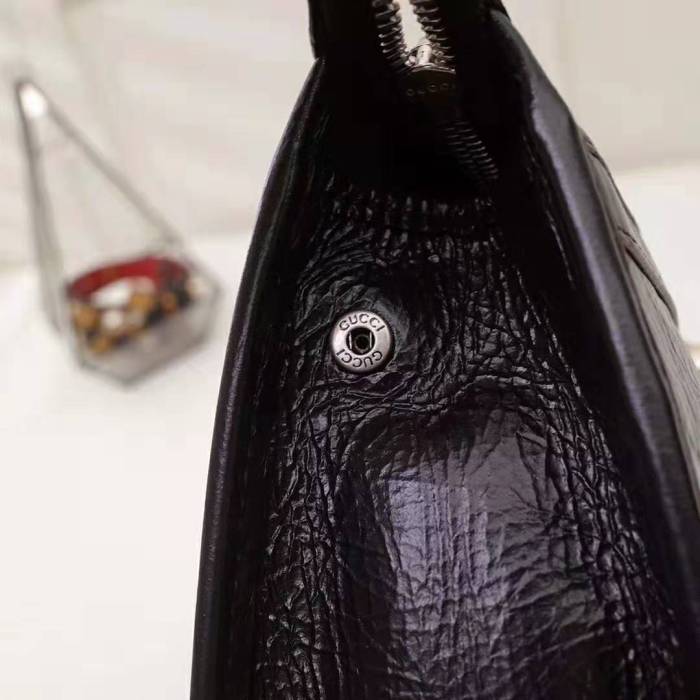 Gucci GG Men Pouch with Interlocking Bag in Black Soft Leather