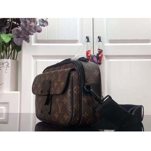 Louis Vuitton LV Unisex S Lock Messenger Monogram Macassar Coated Canvas M45806