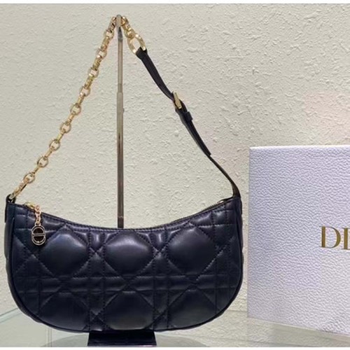 Dior Women CD Lounge Bag Black Supple Macrocannage Lambskin