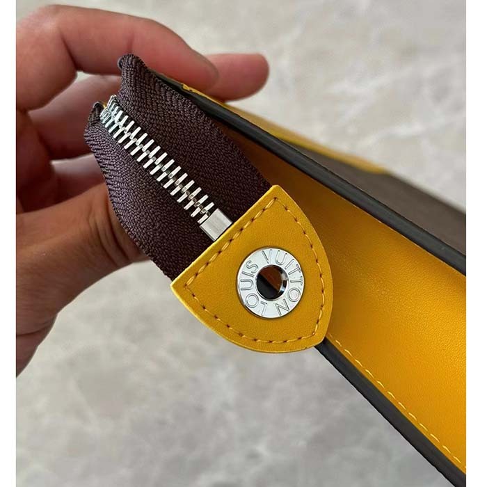 Louis Vuitton LV Unisex Pochette Voyage MM Yellow Monogram Macassar Coated Canvas Cowhide-Leather