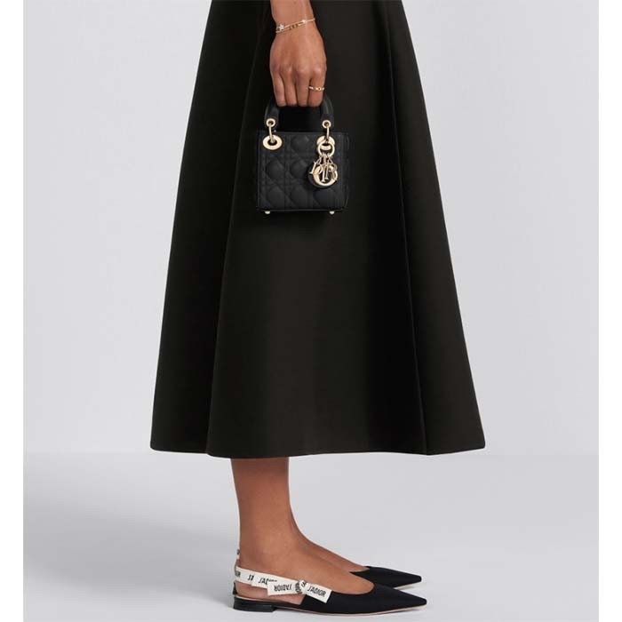 Dior Women CD Lady Dior Micro Bag Black Cannage Lambskin