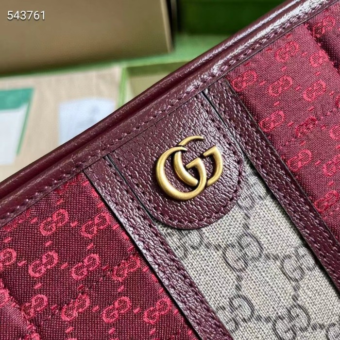 Gucci Unisex Mini GG Canvas Pouch Burgundy Quilted Beige Ebony Supreme