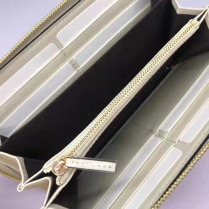 Gucci Unisex 1955 Horsebit Zip Around Wallet Beige Ebony GG Supreme Canvas