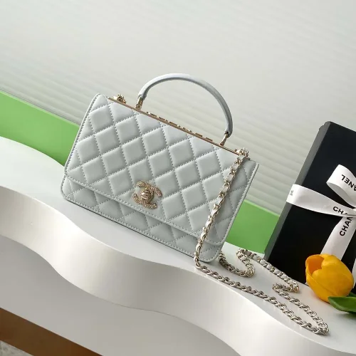 Chanel Women Wallet On Chain Lambskin Imitation Pearls Gold Metal-Light Blue