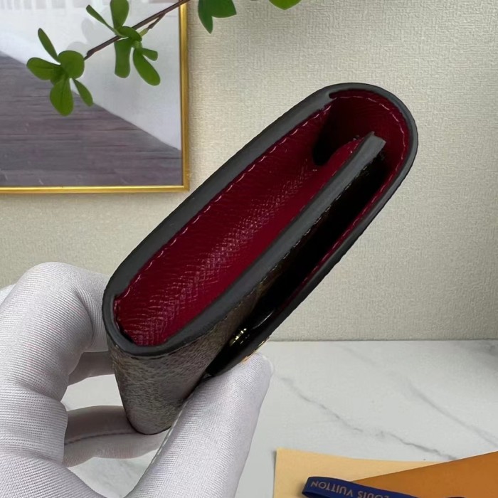 Louis Vuitton LV Unisex Rosalie Coin Purse Fuchsia Pink Monogram Coated Canvas Grained Cowhide Leather