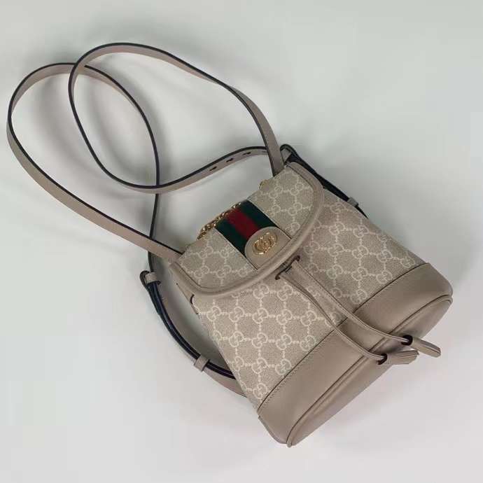 Gucci Unisex Ophidia Mini Backpack Beige White GG Supreme Canvas Double G