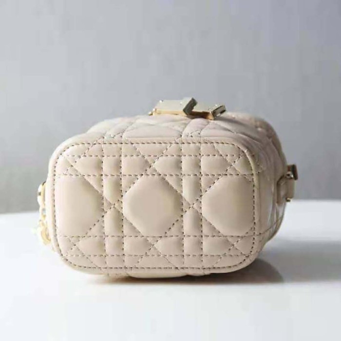 Dior Women Micro Lady Dior Vanity Case Cannage Lambskin-Beige
