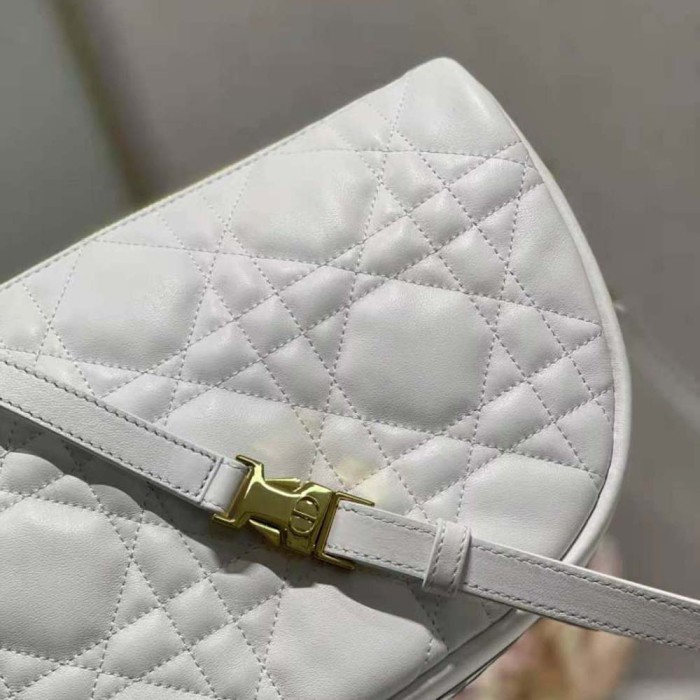 Dior Women Medium Dior Vibe Hobo Bag White Cannage Lambskin