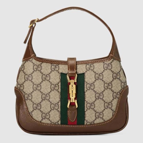 Gucci Women Jackie 1961 Mini Hobo Bag Beige/Ebony GG Supreme Canvas