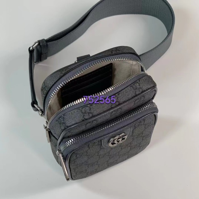 Gucci Unisex Ophidia GG Mini Bag Grey Black GG Supreme Canvas Double G