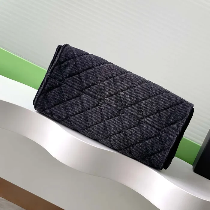 Chanel Women 25 Small Handbag Washed Denim Gold Tone Metal