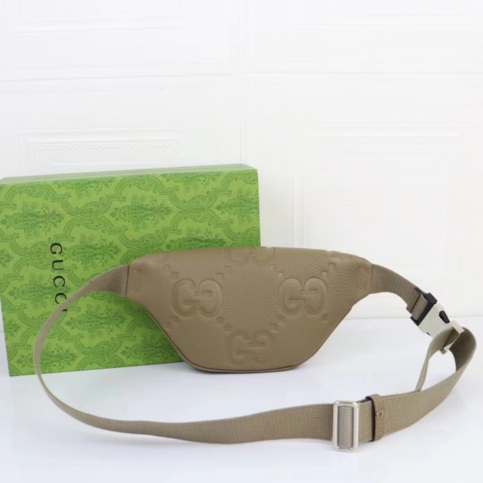 Gucci Unisex Jumbo GG Small Belt Bag Dark Green Leather Zip Closure