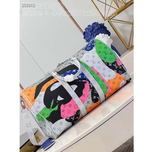 Louis Vuitton LV Unisex Keepall Bandoulière 45 Multicolor Monogram Coated Canvas Cowhide Leather