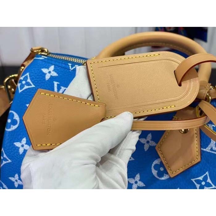 Louis Vuitton LV Unisex Speedy P9 Bandoulière 25 Blue Soft Calfskin Natural Cowhide-Leather