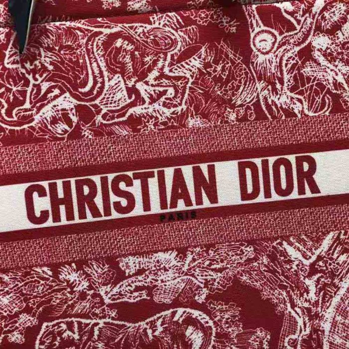 Dior Women Small Dior Book Tote Raspberry Toile de Jouy Reverse Embroidery