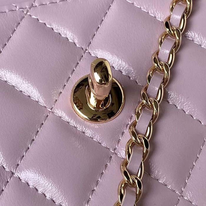 Chanel Women CC Wallet On Chain Shiny Lambskin Strass Light Pink