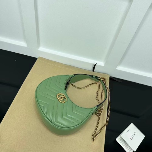 Gucci Women GG Marmont Matelassé Mini Bag Sage Green Chevron Leather