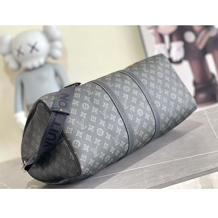 Louis Vuitton LV Unisex Keepall Bandoulière 50 Dark Green Monogram Coated Canvas Cowhide