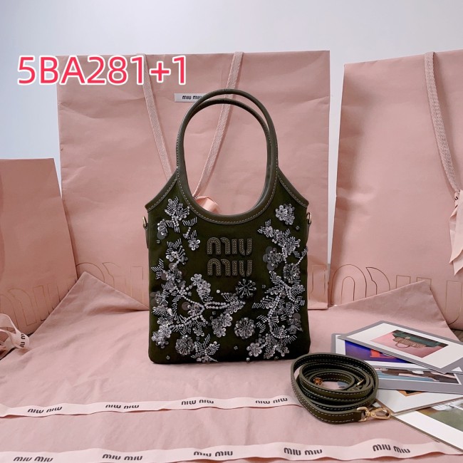 5BA281 miu new beaded embroidered ivy bag